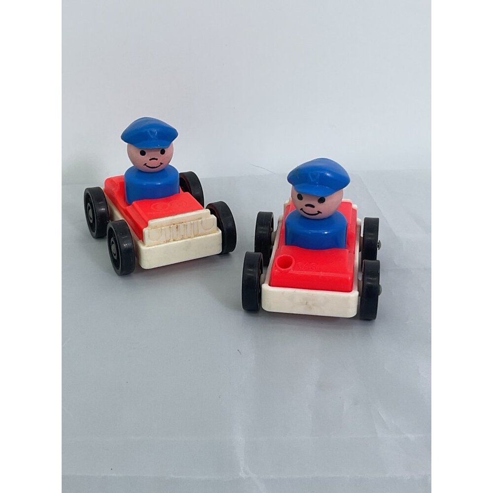 Vintage Fisher Price Little People Red Cars and Police Figures